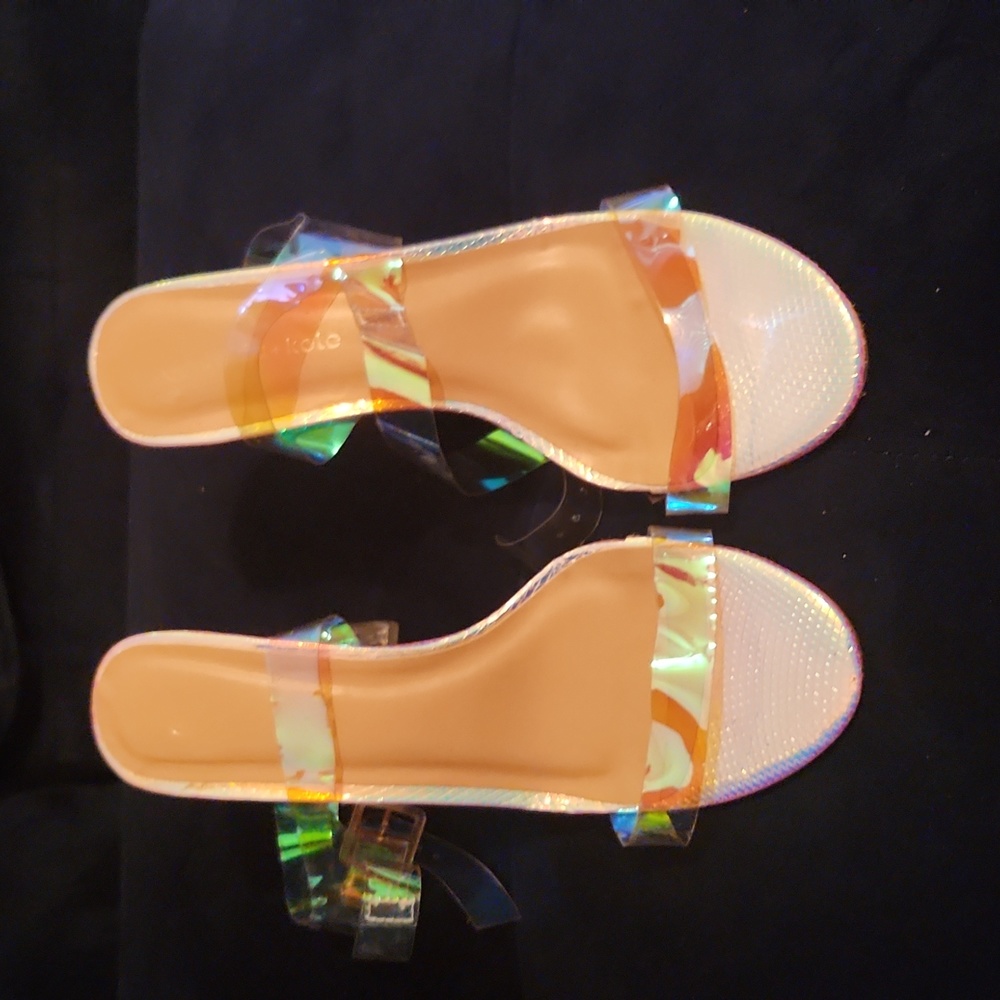 Olivia + Kate Strapped Clear Heel Size 10